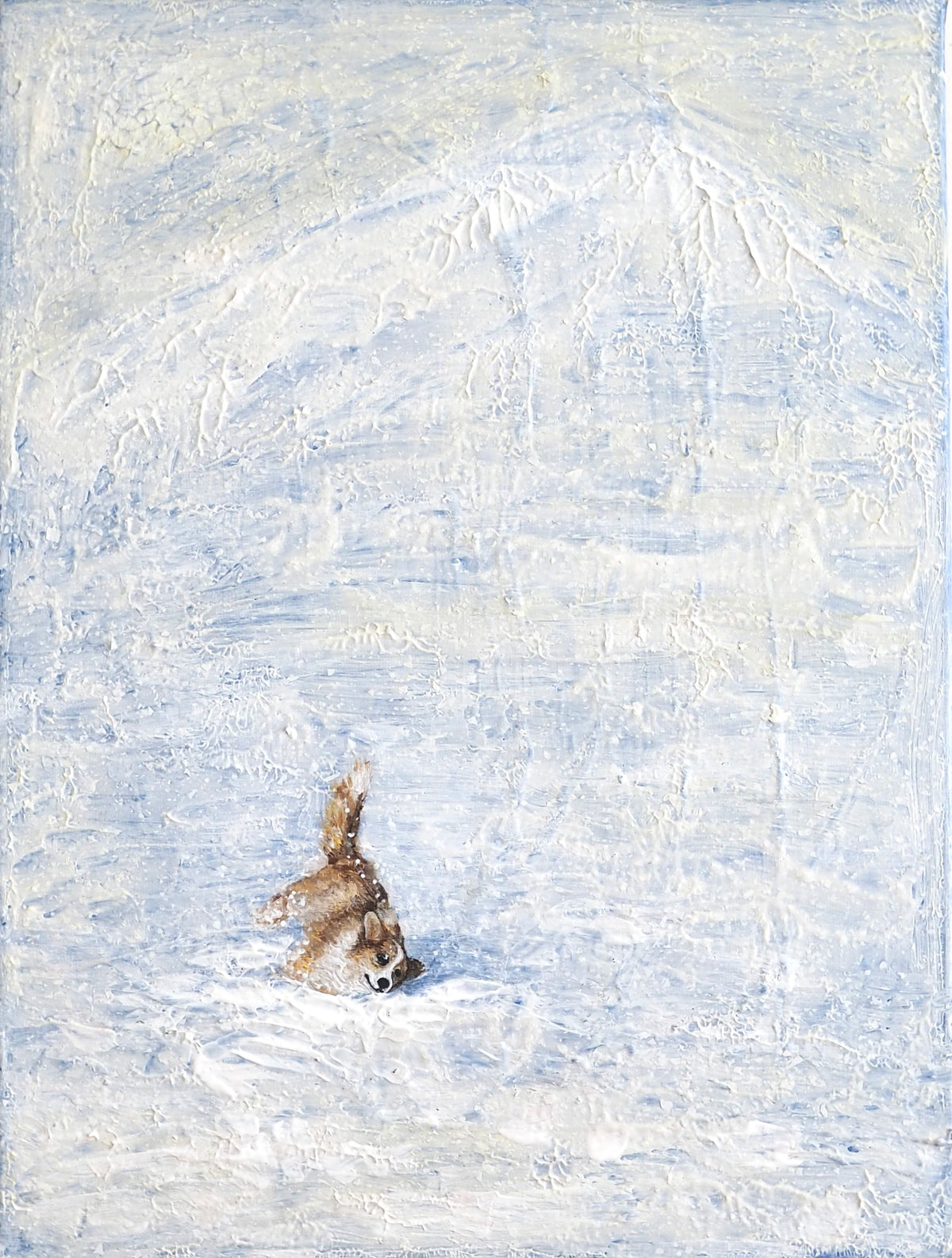 Original Painting "Snow and corgi"