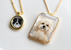 Personalized pet hand-drawing, Mother of Pearl Pendant Necklace, Long Gold Chain Necklace, Minimalist Layering Jewellery