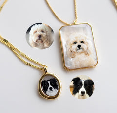 Personalized pet hand-drawing, Mother of Pearl Pendant Necklace, Long Gold Chain Necklace, Minimalist Layering Jewellery