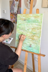 Original Painting "Green Await" Corgis