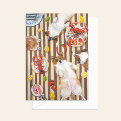 Greeting Card / Dog and Cat, Pet Theme/ Seafood